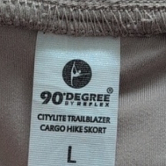 90 Degree By Reflex CITYLITE TRAILBLAZER CARGO HIKE SKORTS Tan Khaki Large Pickl - Picture 11 of 12
